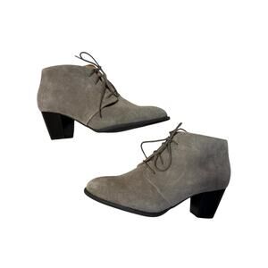 NWOT Vionic 7.5 Zenda Suede Leather Lace Up Heeled Booties Light Taupe Comfort